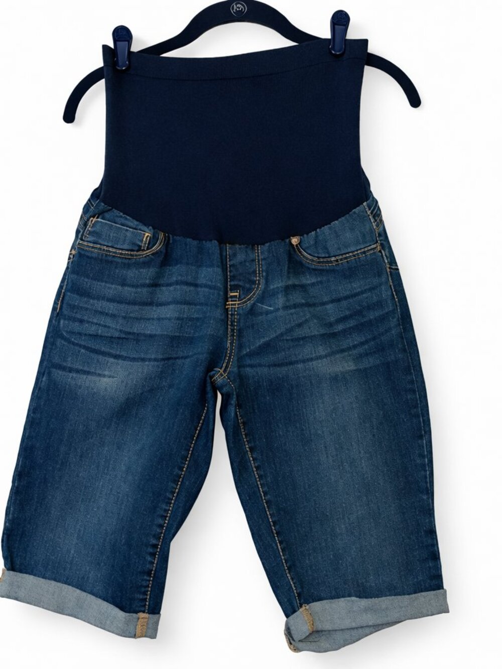 Stretch Denim Maternity Shorts | Swelling‑Friendly Belly Panel  Summer Comfort 8